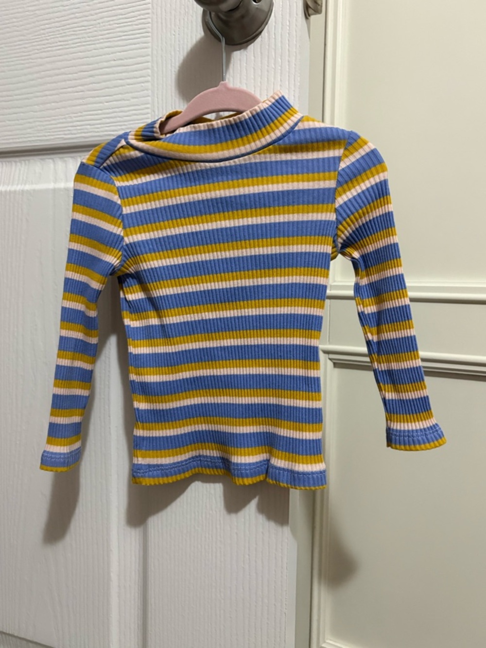 Old Navy Ribbed Long-Sleeve Tee in Blue & Yellow Stripes - 12/18M